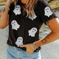 Glitter Ghost Round Neck Short Sleeve T-Shirt