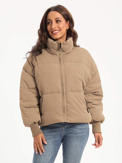 Zip Up Turtleneck Long Sleeve Puffer Jacket