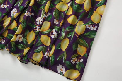 Bohemian Lemon Print Backless Maxi Dress