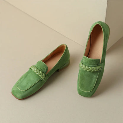 Woven Strap Round Toe Loafers
