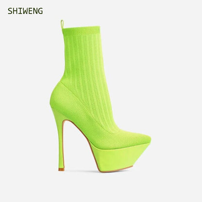 Pointed Toe Stiletto Heel Sock Boots