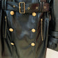 Luxury PU Leather Double Breasted Trench Coat with Belt