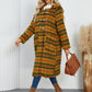 Plaid Long Sleeve Hooded Coat with Pockets