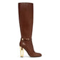 New European and American Hollowed Out Thick High Heels, Knee High Boots, Round Toe Sleeve Boots, Fashion Show, Knight Boots