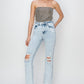 RISEN High Rise Distressed Ankle Jeans