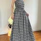 Checkered Sleeveless A-Line Maxi Dress