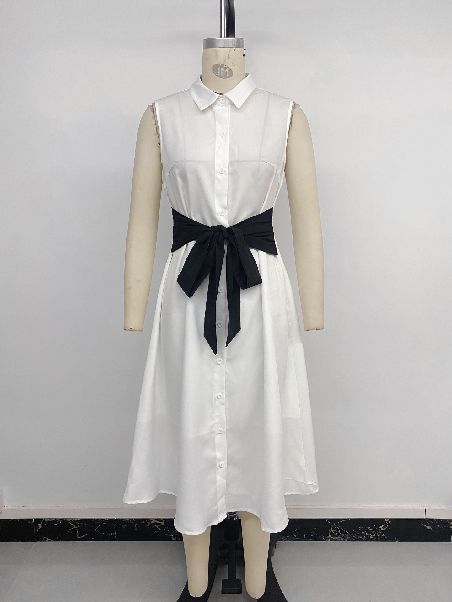 Contrast Bow Detail Midi Dress