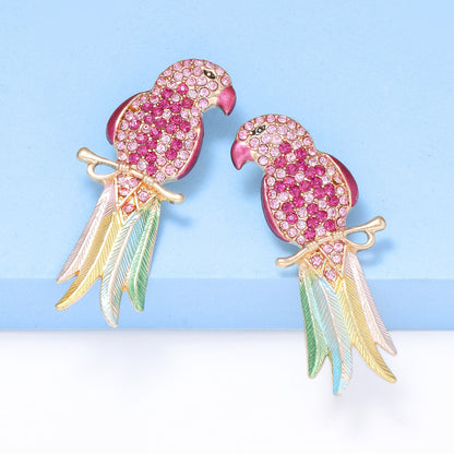 Retro Multicolor Crystal Parrot Earrings