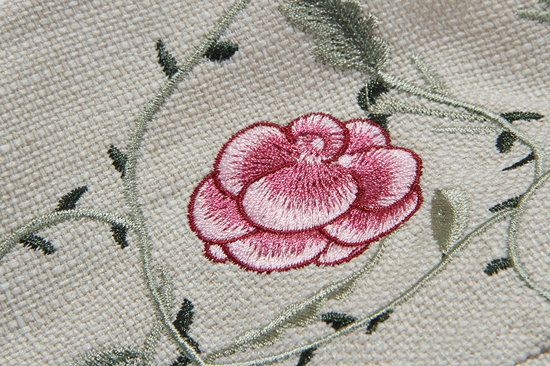 Floral Embroidery Spaghetti Strap Midi Dress