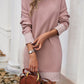 Striped Mock Neck Long Sleeve Sweater Dress