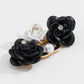 Rhinestone PU Leather Flower Earrings