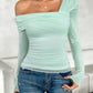 Ruched Asymmetrical Long Sleeve T-Shirt