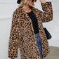 Fuzzy Leopard Hooded Long Sleeve Jacket