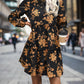 Frill Printed Long Sleeve Mini Dress