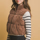 Corduroy Zip Up Puffer Vest with Pockets