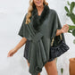 Fuzzy Trim Open Front Poncho