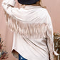 Fringe Back Detailed Button Down Shacket