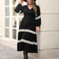 Plus Size Lace Detail V-Neck Long Sleeve Midi Dress