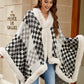 Fuzzy Checkered Long Sleeve Poncho