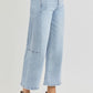 RISEN High Rise Seamed Detail Wide Leg Crop Jeans