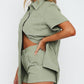 Pocketed Button Up Top and Shorts Set