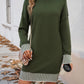 Striped Mock Neck Long Sleeve Sweater Dress