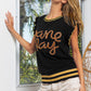 Game Day Letter Contrast Trim Ruffled Sleeveless Sweater