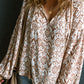 Printed Tie Neck Balloon Sleeve Blouse