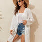 Lace Detail Open Front Long Sleeve Cover-Up