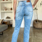 Judy Blue Distressed Straight Jeans with Patch Pockets