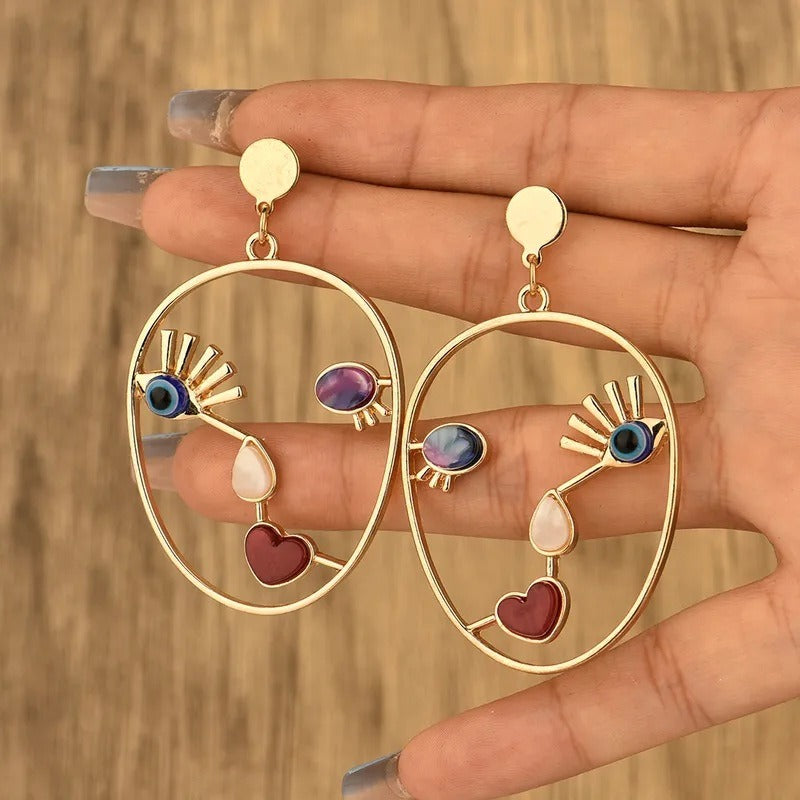 Asymmetric Abstract Face Earrings