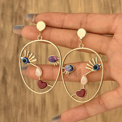 Asymmetric Abstract Face Earrings