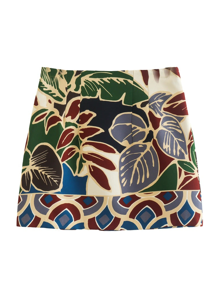 Tropical Print Top and Mini Skirt Set