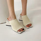 Knitted Fabric Square Toe High Heel Sandals