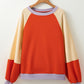 Color Block Round Neck Long Sleeve Sweatshirt