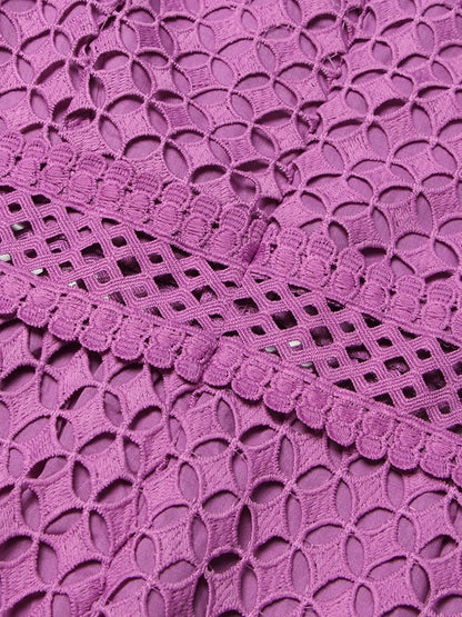 Embroidery Cut Out Midi Dress