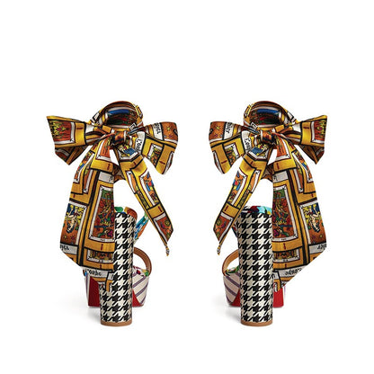 Graffiti Print High Heel Lace-Up Sandals