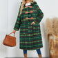 Plaid Long Sleeve Hooded Coat with Pockets