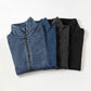 Pocketed Turtleneck Zip Up Denim Top