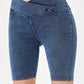 Asymmetrical Waist Denim Shorts with Pockets