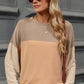 Contrast Round Neck Long Sleeve T-Shirt