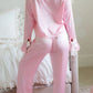 Collared Neck Long Sleeve Top and Pants Lounge Set