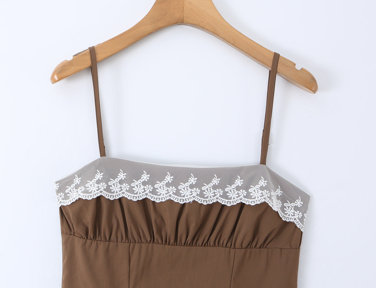 Lace Pleated Cami Mini Dress