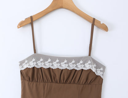 Lace Pleated Cami Mini Dress