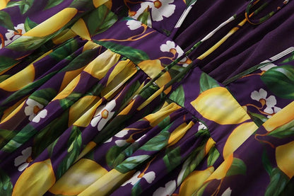 Bohemian Lemon Print Backless Maxi Dress