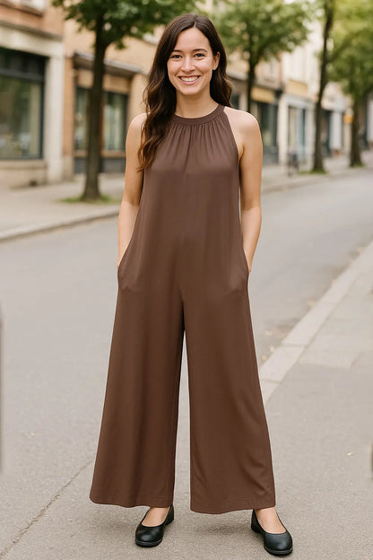 Tie Back Cutout Sleeveless Jumpsuit