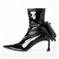 Pointed Toe Bow Detail Stretchy Ankle Boots