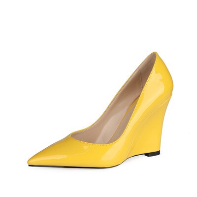 Patent Leather Pointed Toe Wedge Pumps
