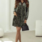 Velvet Notched Long Sleeve Mini Dress