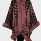 Fuzzy Checkered Long Sleeve Poncho